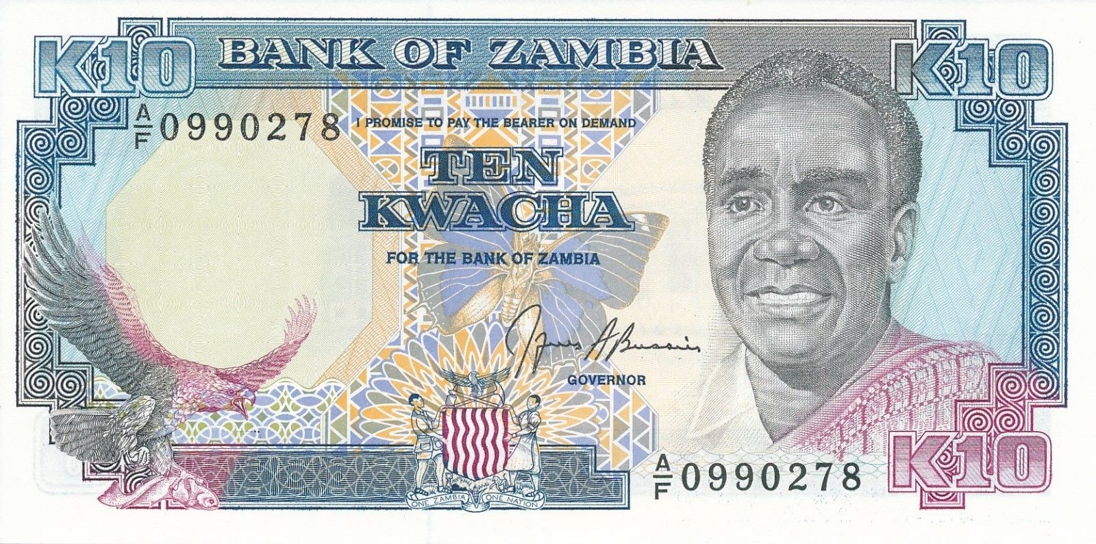 Zambia 10 1989 UNC P-31/b